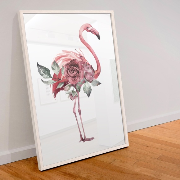 Watercolor Tropical Flamingo Wall Art Poster Print UNFRAMED - Picture 5 of 17